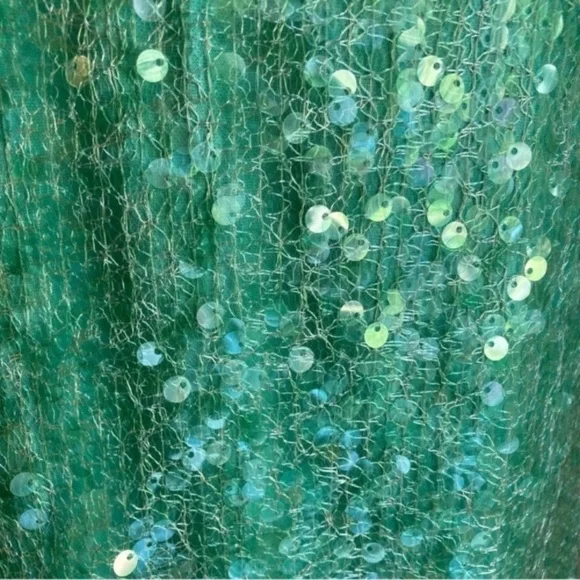ZARA Sea Green Sequin Lace Pencil Skirt - Picture 7 of 16